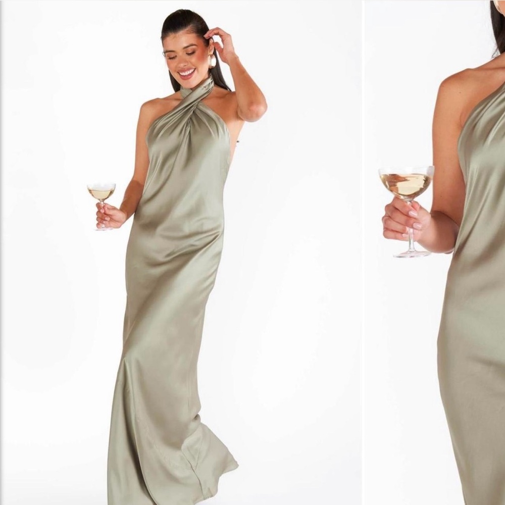 Show me your mumu jasmine halter dress - Moss Green - XS - maxi